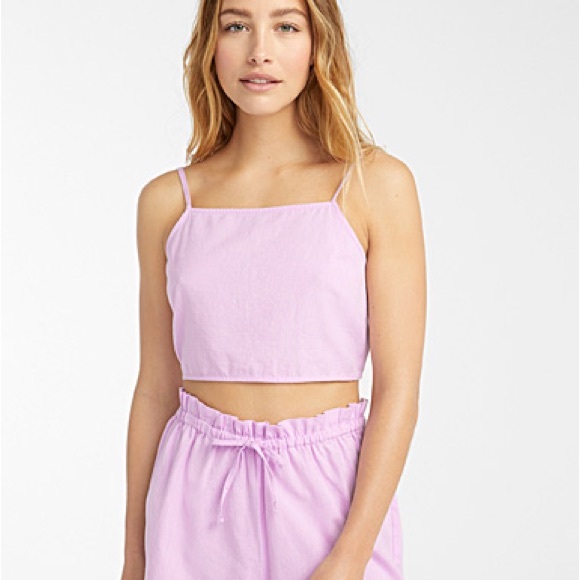 Lilac Organic Tie Crop Top Cotton Linen Blend - Picture 6 of 6